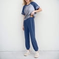 thumbnail image 3 of Women's Casual Fashion Suit Loose Round Neck T Shirt Women's Two Piece Set Formal Leather Outfits for Women Womens 3 Piece Outfits plus Size Suits for Women Business Womens Rompers And Jumpsuits, 3 of 8