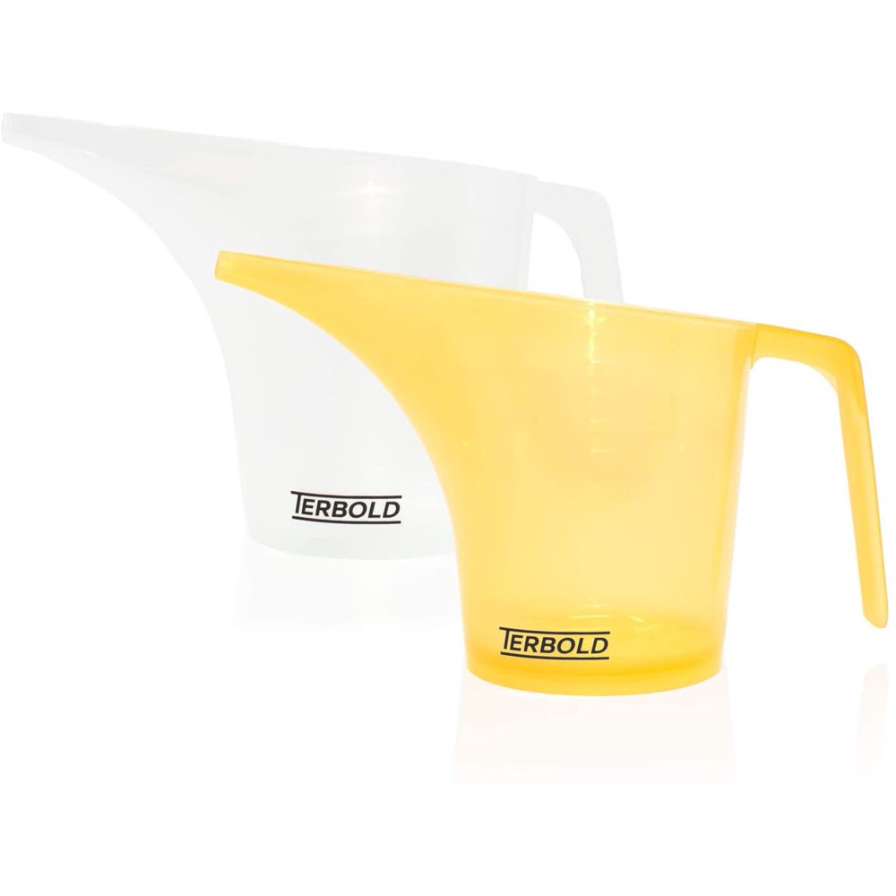 Terbold Funnel Pitchers, Set of Two 1000mL Pitchers, White and Yellow