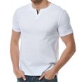 thumbnail image 2 of Jinda Men's V Neck Top Short Sleeve Tshirt Cotton Soft Lightweight Sports Casual Spring Fashion T-shirt White Large, 2 of 4