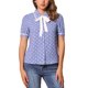 thumbnail image 1 of BLUSA DE LUNARES PARA MUJER INSPIRE CHIC CON CUELLO PETER PAN Y MANGA ABULLONADA, CAMISA VINTAGE TALLA L LILA CLARO, 1 of 6
