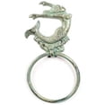 thumbnail image 1 of Antique Seaworn Bronze Cast Iron Arching Mermaid Towel Holder 9", 1 of 2