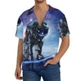 thumbnail image 3 of Daiia Astronauts Start Running Men's Linen Shirts Short Sleeve Casual Shirts Button Down Shirt for Men Beach Summer Wedding Shirt-X-Large, 3 of 7