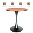 thumbnail image 4 of LeisureMod Bristol Mid-Century Modern 36" Round Table with Wood Top and Iron Pedestal Black Base with Gloss Finish for Kitchen and Dining Room, Cognac Brown, 4 of 8