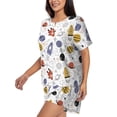 thumbnail image 2 of Haiem Rocket Planets Pattern Pajama Set for Women 2 Piece Lounge Set Short Sleeve Tops and Shorts Soft Sleepwear-Large, 2 of 7