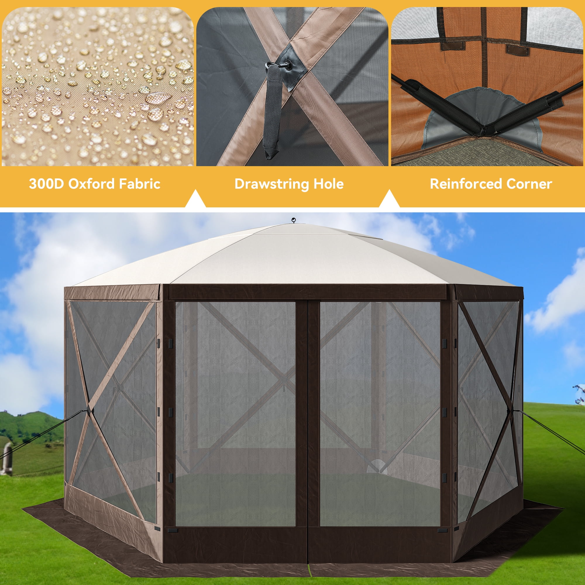 Dextrus 12x12ft Camping Gazebo, Portable Pop Up Canopy
