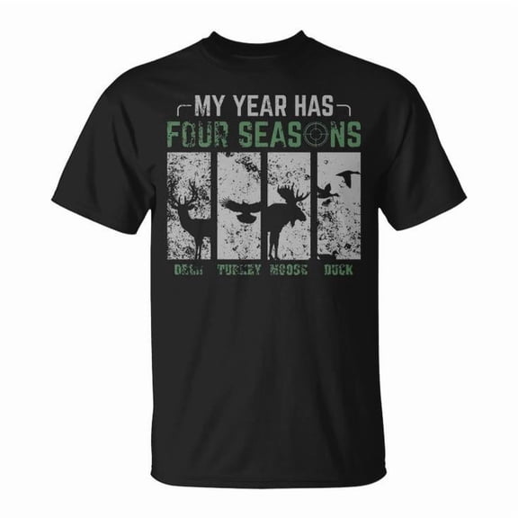 Hunting Season Graphic Tee Unisex Adult Cotton Casual T-Shirt for Men and Women Hunters and Outdoor Enthusiasts, Size S, Color Black