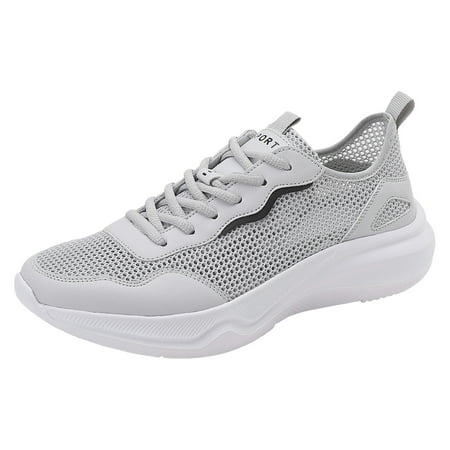 Huesdet Men s Running Shoes Lightweight Fashion Sneakers Breathable Walking Shoes Non Slip Athletic Mesh Workout Casual Sports Shoes(Grey 8.5)