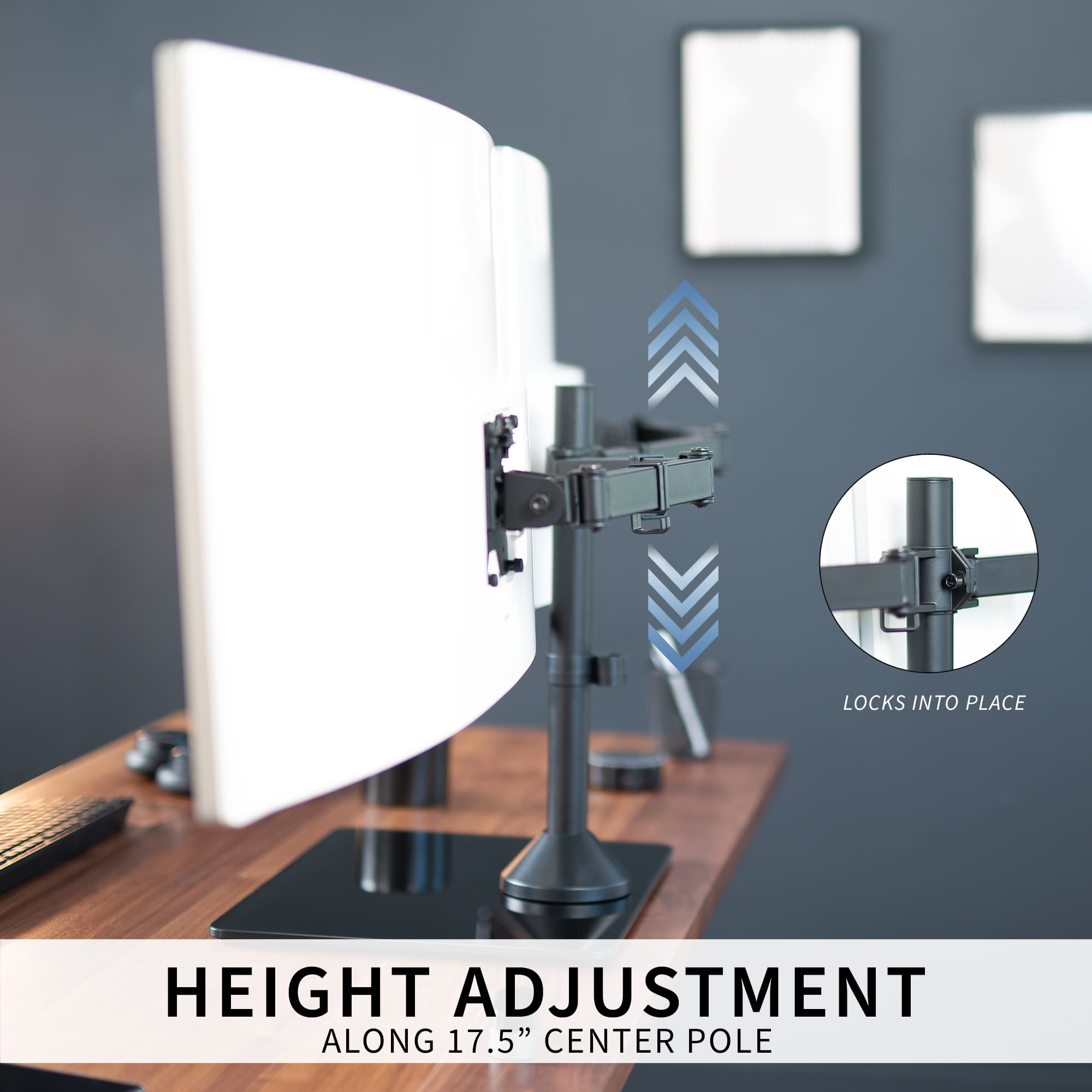 VIVO Dual Computer Monitor Mount with Glass Base for 2 Ultrawides up to 38"