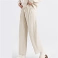 thumbnail image 4 of Hueook Maternity Pants Workout Pregnant Women's Solid Color Long Pants for Spring and Fall Elastic Waist Outerwear Belly Support Non-Tight Belly Pants Beige XL, 4 of 8
