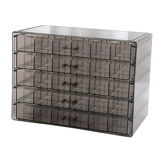 Caja de almacenamiento para pendientes, expositor para puntas de uñas, cajón con 120 compartimentos, organizador de joyas vacío, multiusos, de gran Negro