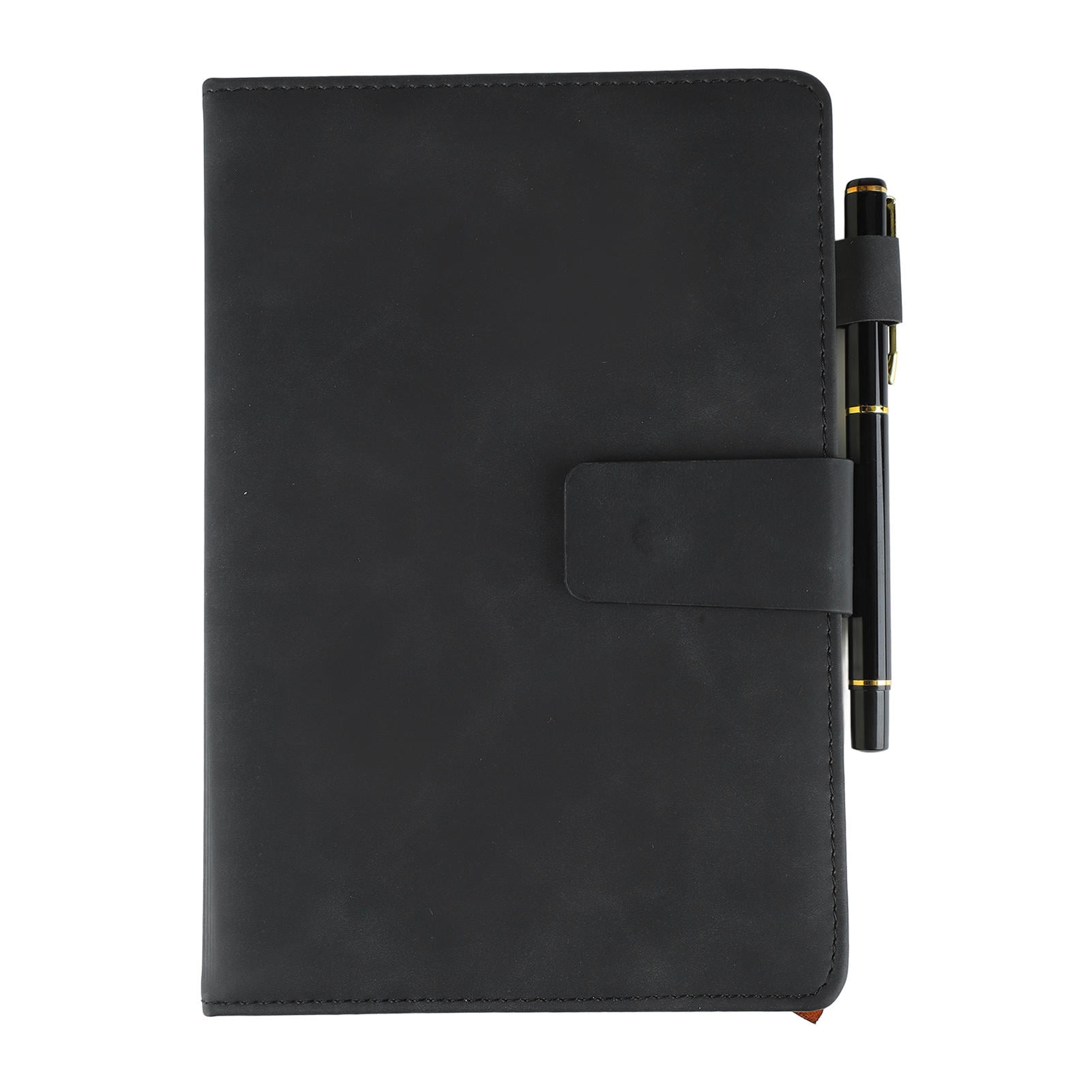 YAHHU A5 PU Leather Notebook – 232 Pages, Lined, Ink-Resistant, Ribbon Bookmark–Black