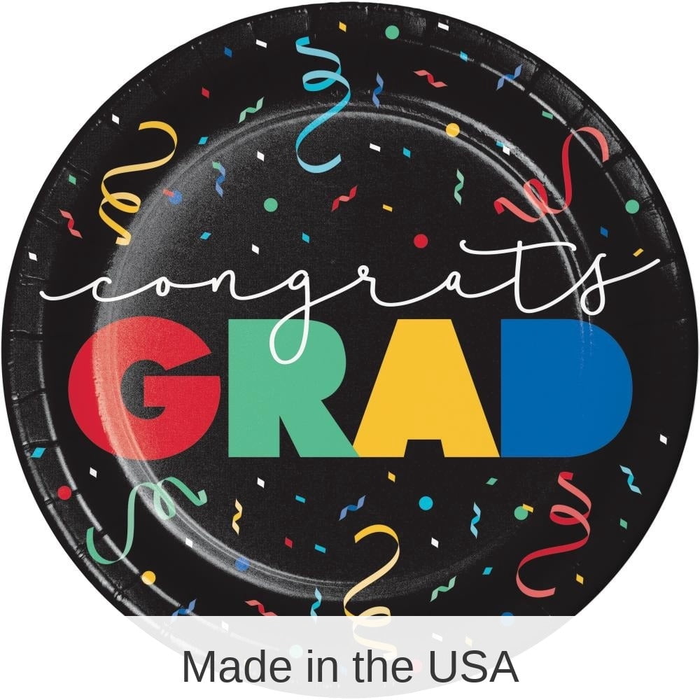 96/Case Bulk Grad Cap Toss Paper 8.75" Dinner Plate