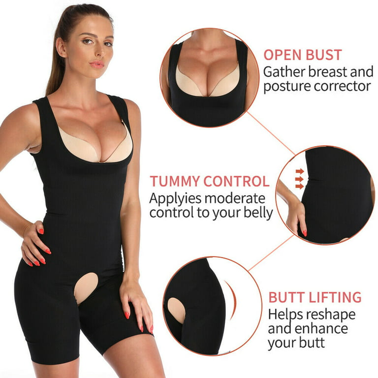 Women Open Bust Full Body Shaper Seamless Slim Shapewear Tummy