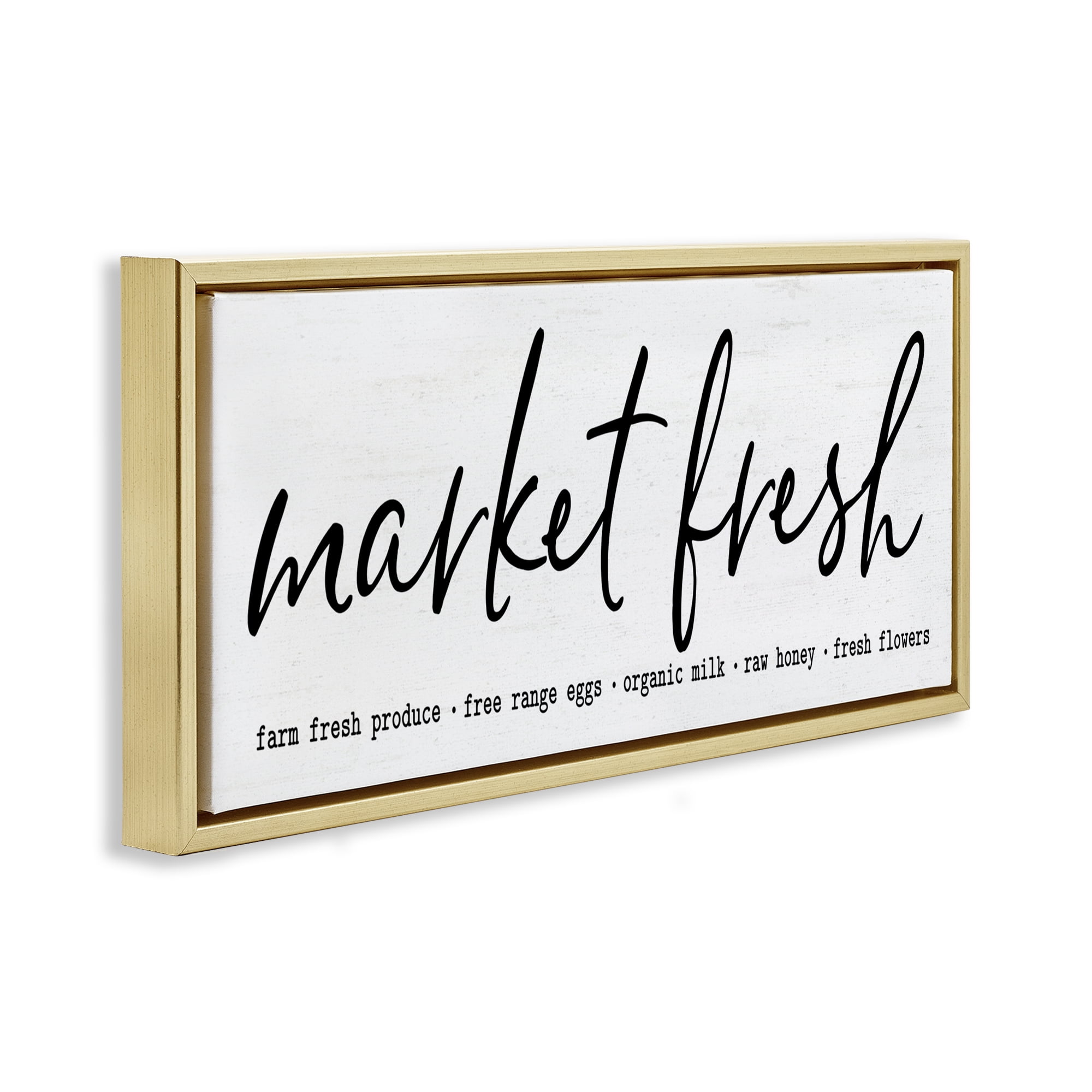 Market Fresh Organic Gold Framed Floater Canvas Wall Art, design by Lettered and Lined