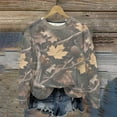 thumbnail image 3 of Craaazy Sweatshirt For Women Leaf Print Oversized Fall Fashion Long Sleeve Blouses Camo Maple Graphic Shirts Gifts For Women, 3 of 9