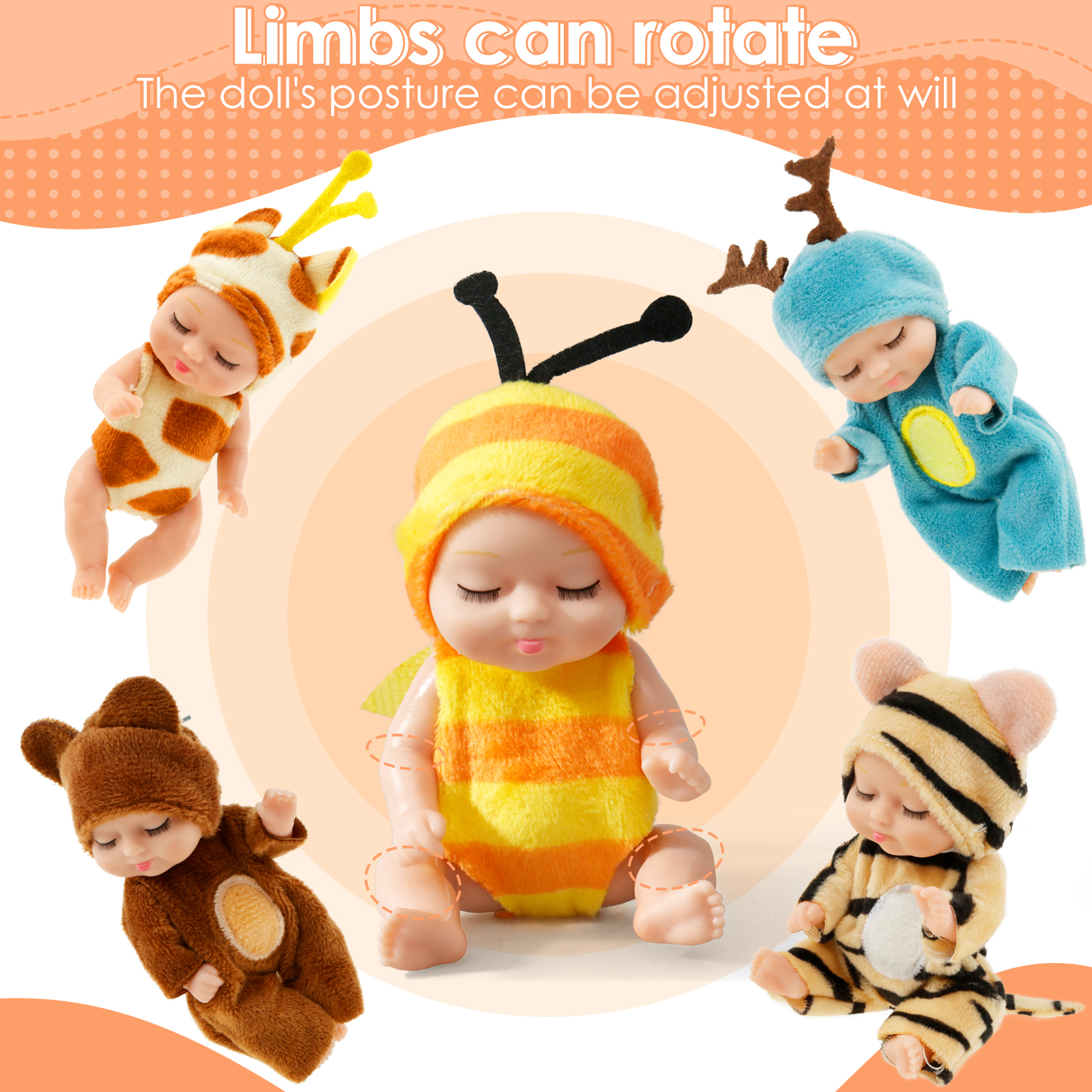 Keyohome 6-Pack Mini Baby Dolls 4 Inch with Clothes photo 6