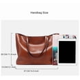 thumbnail image 7 of Classic Genuine Leather Tote Bag for Women, Casual Large Capacity Shoulder Handbag Purse with Zipper, 7 of 7