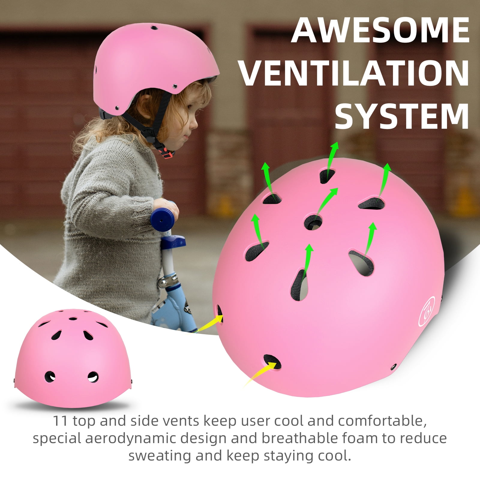 Kids Bike Helmet, Toddler Bicycles Helmets For 1-8 Years Boys Girls, Adjustable Cycling Multi-Sport Child's Helmet for Football Roller Skating Scooter