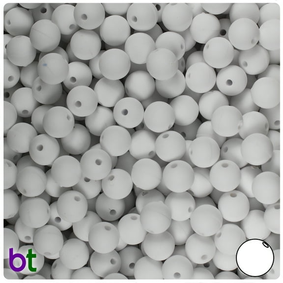 BeadTin White Matte 8mm Round Craft Beads (300pcs)