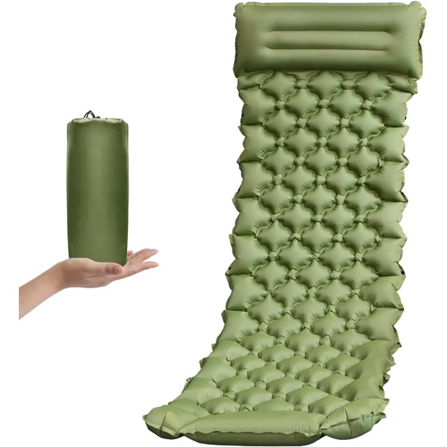 FrostHike Sleeping Pad for Camping.Ultralight Inflatable Backpacking Sleeping Mat with Pillow.Lightweight. Waterproof and Compact.Folding Sleeping Bag Mattress Pad for Hiking. Camping Air Mattress