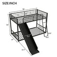 thumbnail image 4 of Bunk Bed Twin Over Twin, Metal Twin Bunk Bed with Slide and Ladder, Montessori Floor Beds with Guardrail, No Box Spring Required, Black, 4 of 7