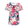 thumbnail image 4 of Staron Hauts d'Été Mignons pour Femmes Liquidation Chemises d'Été Plissées Décontractées Col Rond Manches Courtes Florales Tendance Mode Tunique Ample, 4 of 6