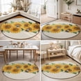 thumbnail image 4 of Round Area Rugs 4Ft, Sunflower Non-Slip Washable Circle Rugs Carpet, Green Botanical Yellow Floral Summer Rustic Indoor Outdoor Rug Floor Mats Throw Runner for Bedroom Living Room Bathroom, 4 of 8