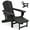 Black, variant on KINGYES Folding Adirondack Chair set of 2, Adjustable Backrest with Pull-Out Footrest & 4-in-1 Mobile Phone, Tablet, Cup Holder Tray, HDPE Plastic Adirondack Chair for Patio Garden Outdoors Fire Pit