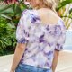 thumbnail image 5 of Mujeres verano casual moda sexy cuello en V camisa T manga corta letras imprimir camisetas tops blusa Pompotops  hkajfhjk466175, 5 of 6