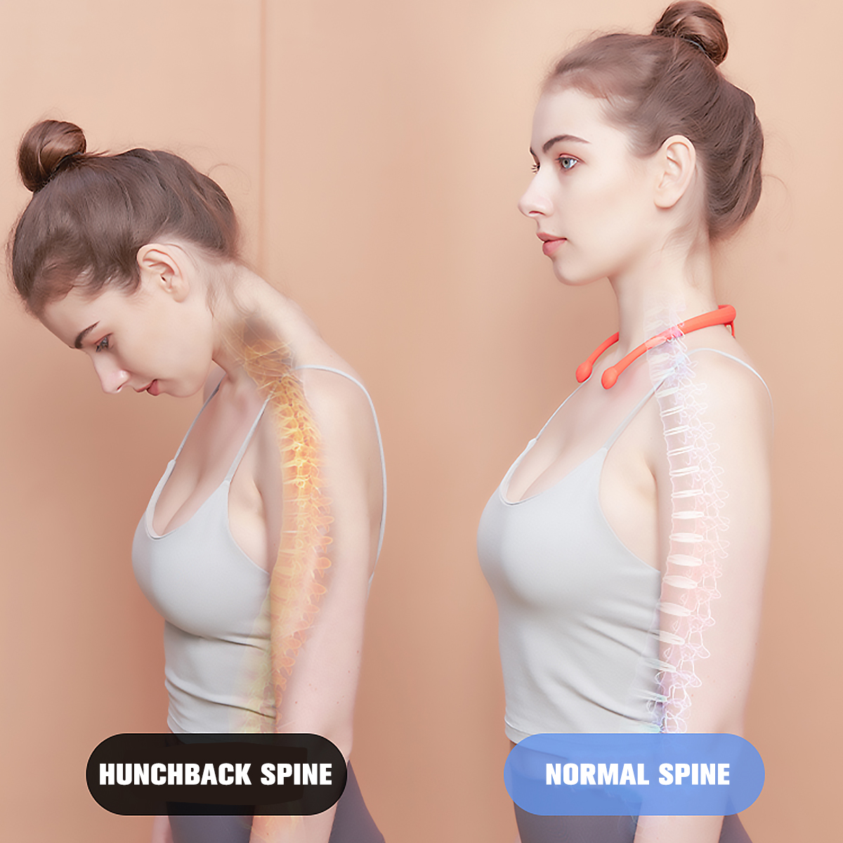 Evjurcn Lymphatic Massager Ultrasonic Portable Lymphatic Soothing Body Shaping Neck Instrument Sitting Posture Correction Belt Neck Lymphatic Relief Massager for Men Women