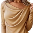thumbnail image 6 of Long Sleeve Shirts for Women Long Sleeve Pleated V Neck Rib Knit Slim Fit Shirts Basic Tops 2025 Casual T Shirt Going Out Workout Outfits Womens Fashion Top Shirts, 6 of 6