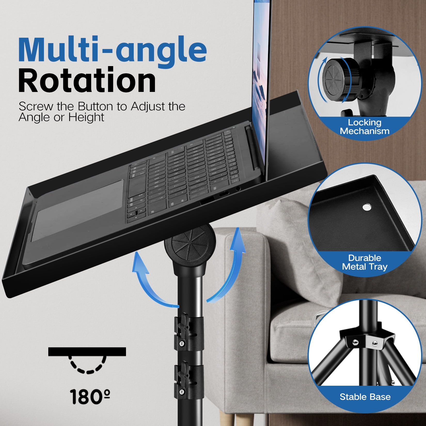 Projector Stand, Laptop Tripod Stand Adjustable Height 22 to 54 Inch,Projector Tripod,Tripod for Projector,DJ Equipment,Projector Tripod Stand for Outdoor Movies,Office, Home, Stage or Studio