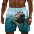 thumbnail image 4 of XFeng Men's 2 in 1 Swim Trunks, Print Board Shorts with Compression Liner, Quick Dry Beach Swim Shorts with Pockets, 4 of 4