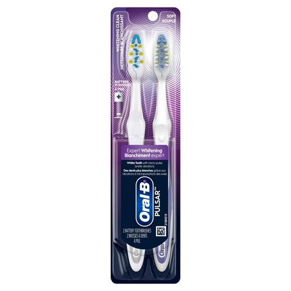Oral-B Pulsar Whitening Battery Powered Toothbrush, Soft, 2 Count