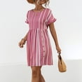 thumbnail image 6 of Women's Floral Printed Dress, Short Sleeve Midi Dress, Casual Summer Polyester Dress, 6 of 7