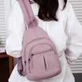 thumbnail image 4 of VeFlora Women & Men Multi-Pocket Sling Crossbody Bag, Adjustable Water-Resistant Chest Backpack, Lightweight Casual Purse for Work Travel Outdoor Daily Use(Light Purple/One Size), 4 of 4