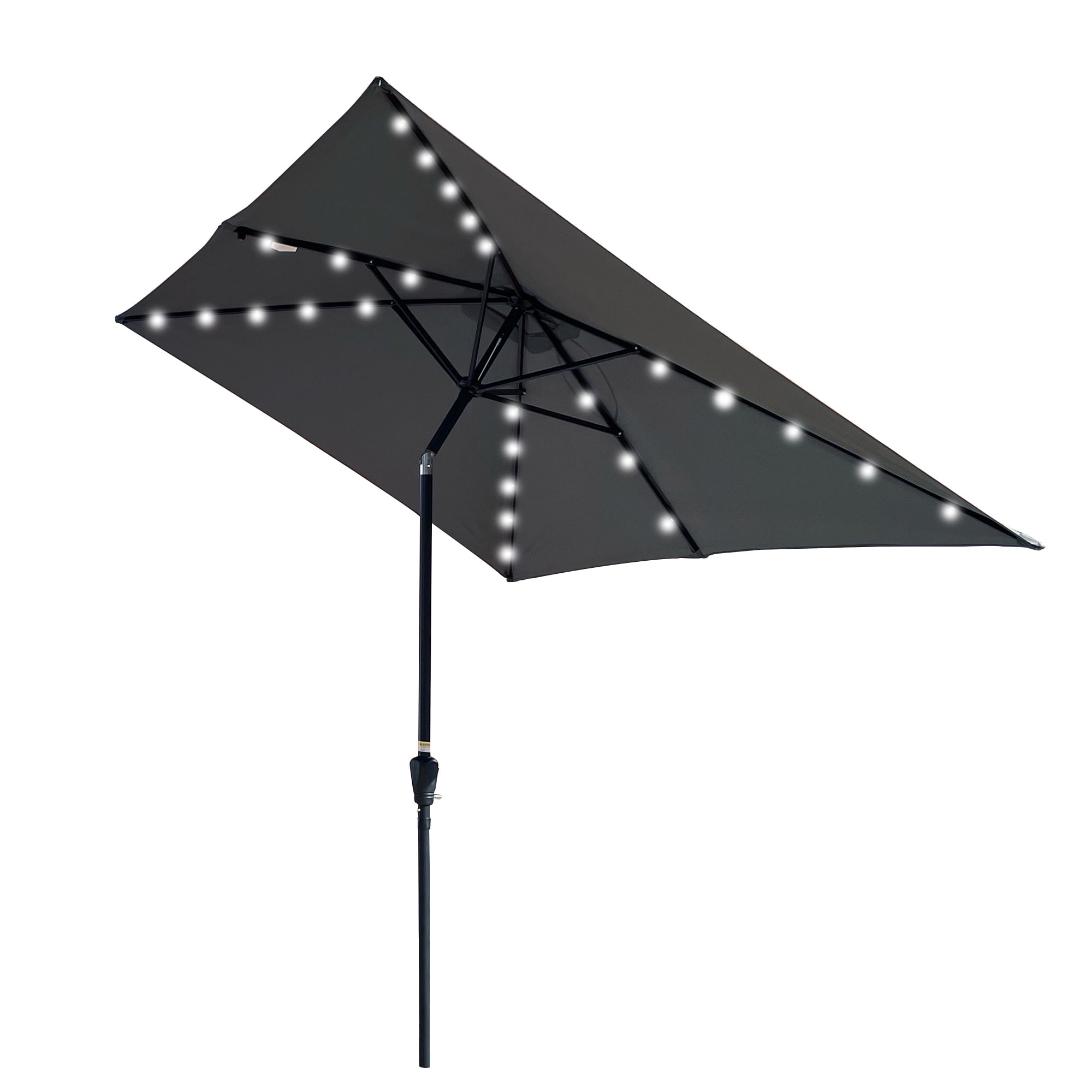 Royard Oaktree 10FT Patio Offset Umbrella w/Solar LED Lights Rectangular Outdoor Cantilever Hanging Umbrella w/Crank UV Protection Sun Shade for Market Garden Lawn Backyard Poolside,Anthracite