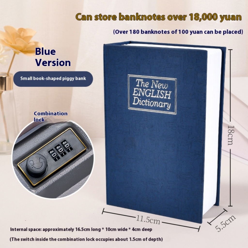 Dictionary Security Key Locker Money Secret Safe Box with 3 Digit Lock