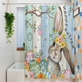 thumbnail image 3 of Happy Easter Shower Curtain, 48" x 72", Bunny Floral Egg Trees Blue Green Wood Grain Waterproof Bathroom Curtain Washable Shower Curtain Set with 12 Hooks, 3 of 9