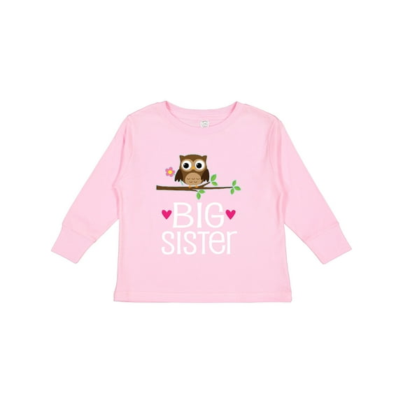 Inktastic Big Sister Owl Reveal Girls Long Sleeve Toddler T-Shirt