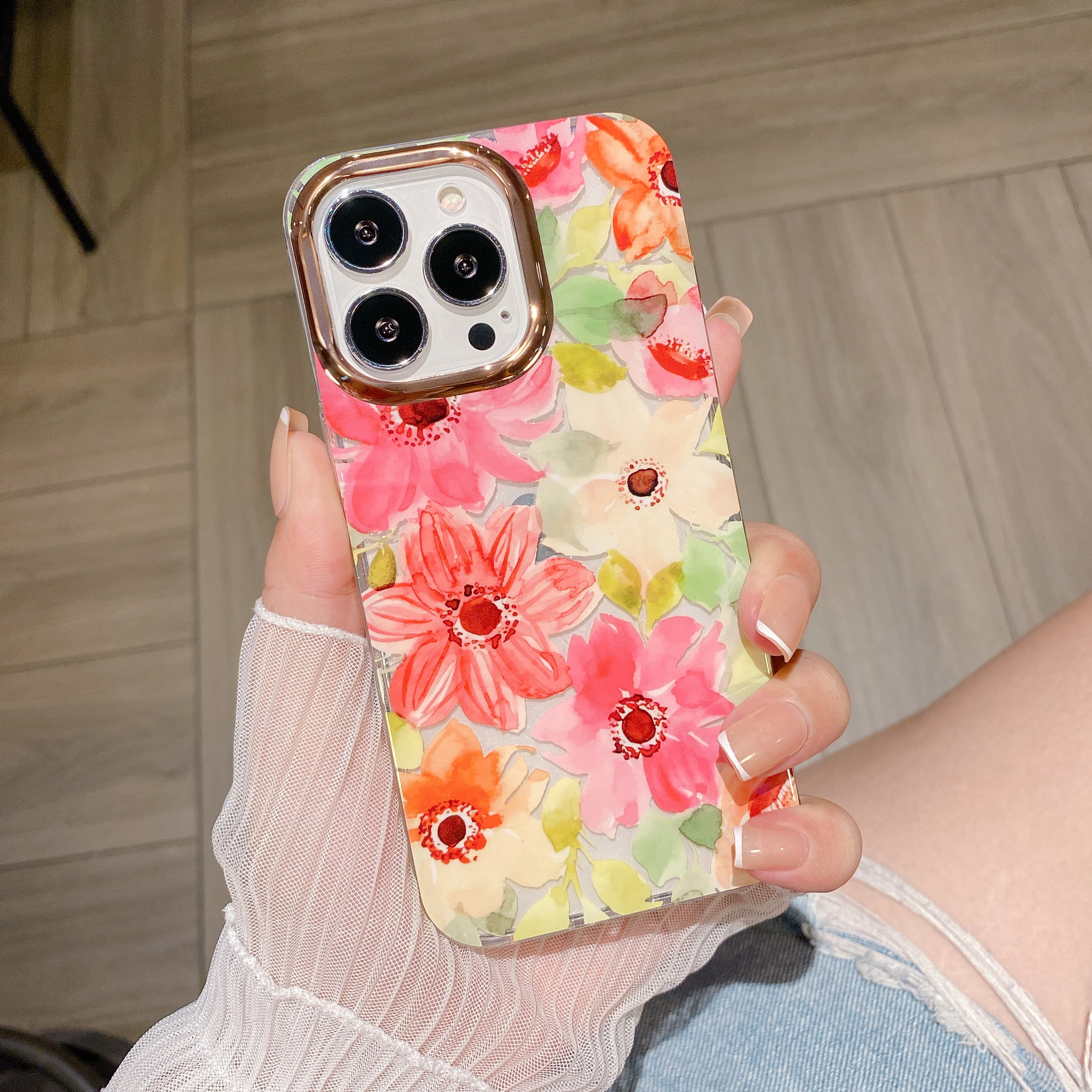 iPhone 13 Case Clear TECH CIRCLR [Flower Pattern Series] Pretty Cute Case Silicone/Plastic