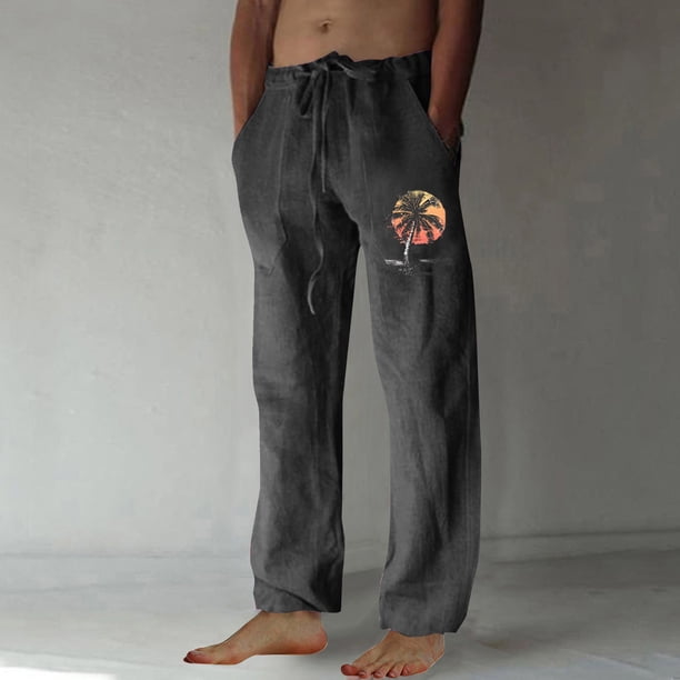 Pantalones largos para hombre, moda, estampados, casuales, cintura elástica con bolsillo, pantalones deportivos, pantalones de poliéster para hombre.