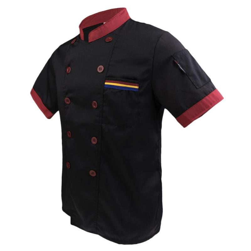 Chef Jacket Short Half Sleeve Unisex With Pen Pocket Chefwear Coat Size S to XXL 