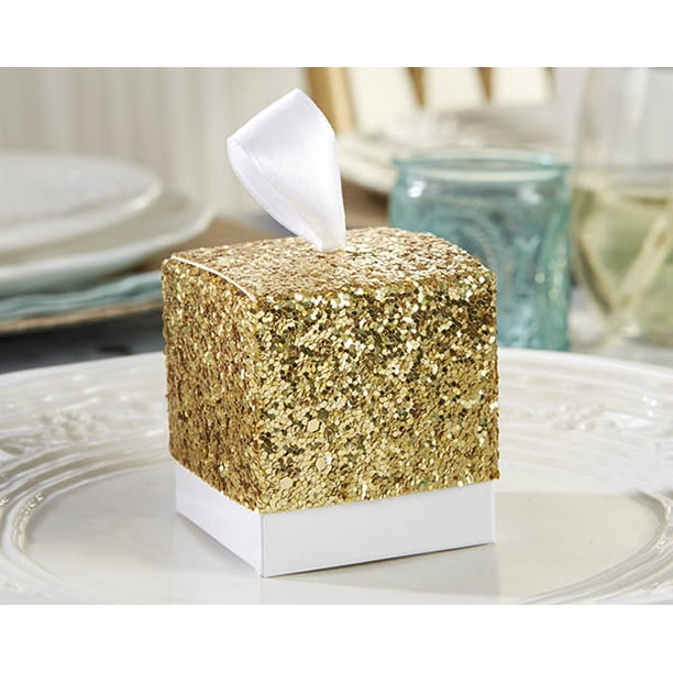 Sparkle Gold Glitter Favor Boxes Set of 24 Wedding Favors - Walmart.com ...