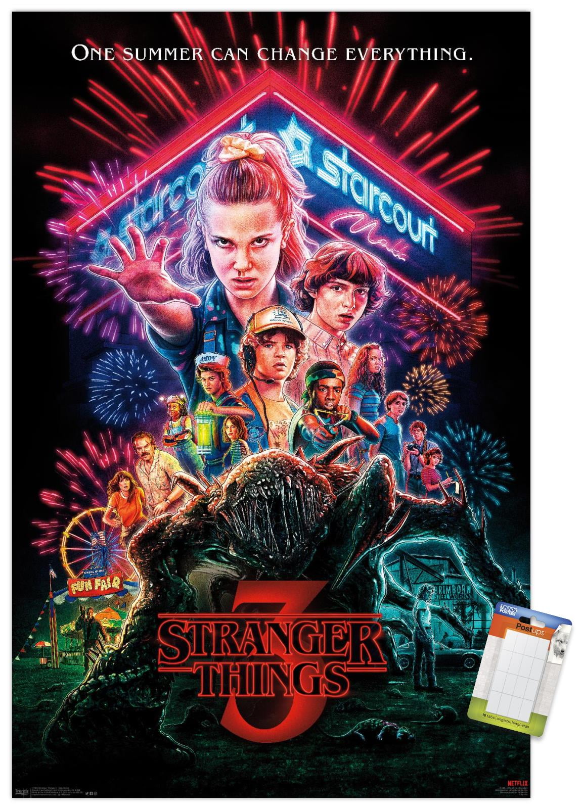 Netflix Stranger Things Season 3 One Sheet Premium Poster and Poster Mount Bundle Walmart