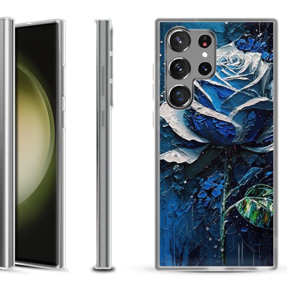 Slim-Fit Fashion Phone Case for Samsung Galaxy S23 Ultra, by OneToughShield ® - Blue Rose