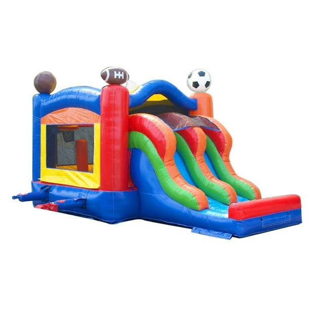Pogo Commercial Inflatable Castle Bounce House with Dual Slide, Sports