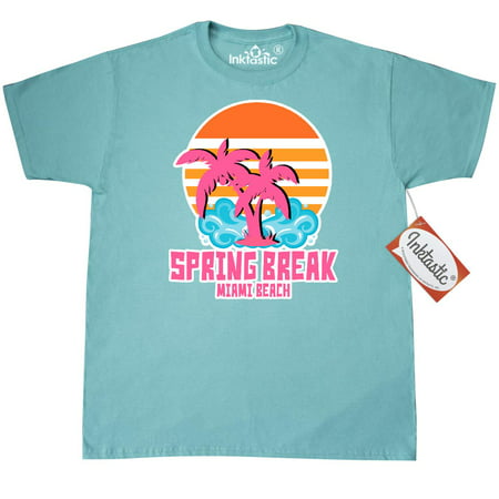 Inktastic Spring Break In Miami Beach With Palm Trees T-Shirt Ocean Vacation Sand Spot Fun Party Tree Sunshine Sun Mens Adult Clothing Apparel Tees (Best Vacation Spots In New York State)