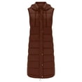 jsaierl Womens Hooded Puffer Vest,Women's Long Down Vest Zipper Puffer Sleeveless Thick Hooded