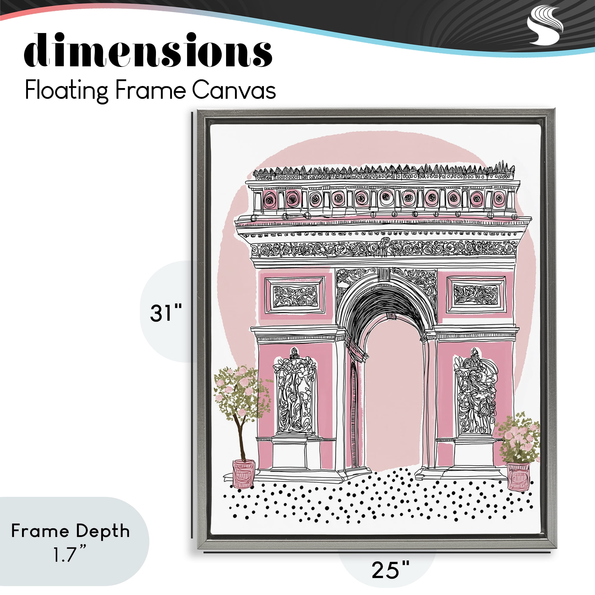 Stupell Industries Pink Neoclassical Archway Gray Framed Floater Canvas Wall Art, design by Jess Stempel